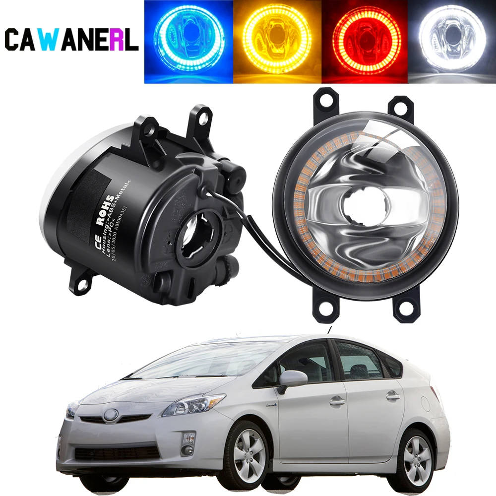 

2 X Car Fog Light Assembly Halo Ring Lampshade + H11 Bulb Angel Eye Fog Daytime Lamp DRL 12V For Toyota Prius (_W3_) 2008-2015