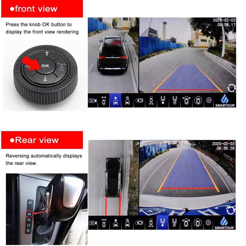 Smartour-sistema de visión envolvente de 360 grados para coche, grabador DVR con visión nocturna, AHD, 1080P, 4K, para SUV