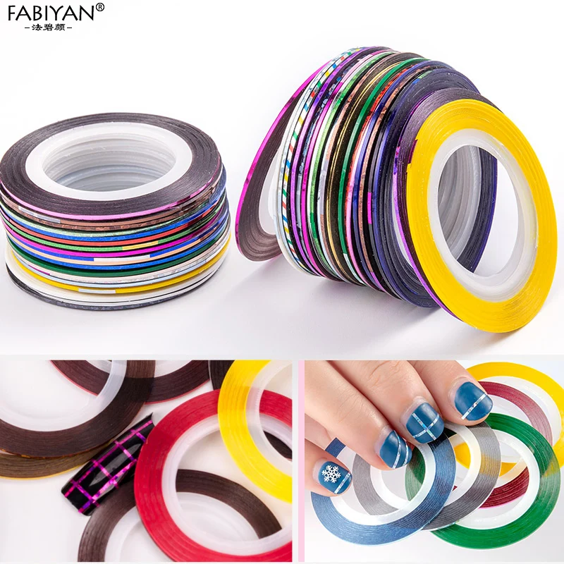 100pcs Multicolor Rolls Strip Striping Tape Line Wrap Tips Decoration Sticker DIY Nail Art Manicure Professional