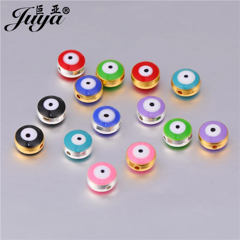 15pcs Turkish Evil Eye Beads For Jewelry Making 10mm Round Spacers Beads Supplies DIY Handmade Bracelets Findings Accessories