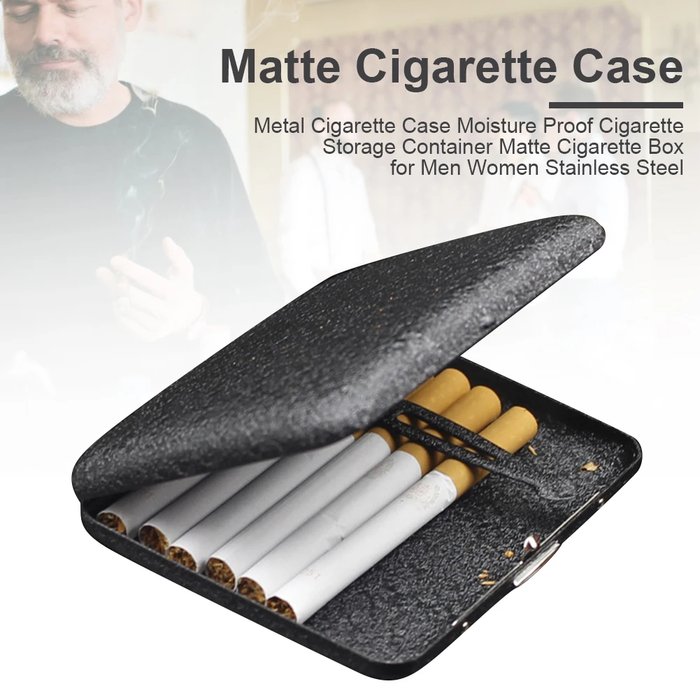 Metal Cigarette Case Moisture Proof Cigarette Storage Container Portable Matte Cigarette Box For Men Women Smoking Accessories