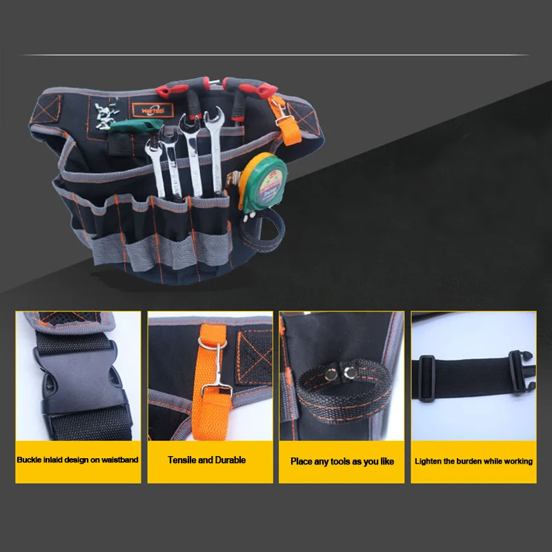 Multifunctional Magnetic Tool Belt Bag 600D Oxford Cloth Large-capacity High-altitude Working Tool Bag With 20Pcs Pockets