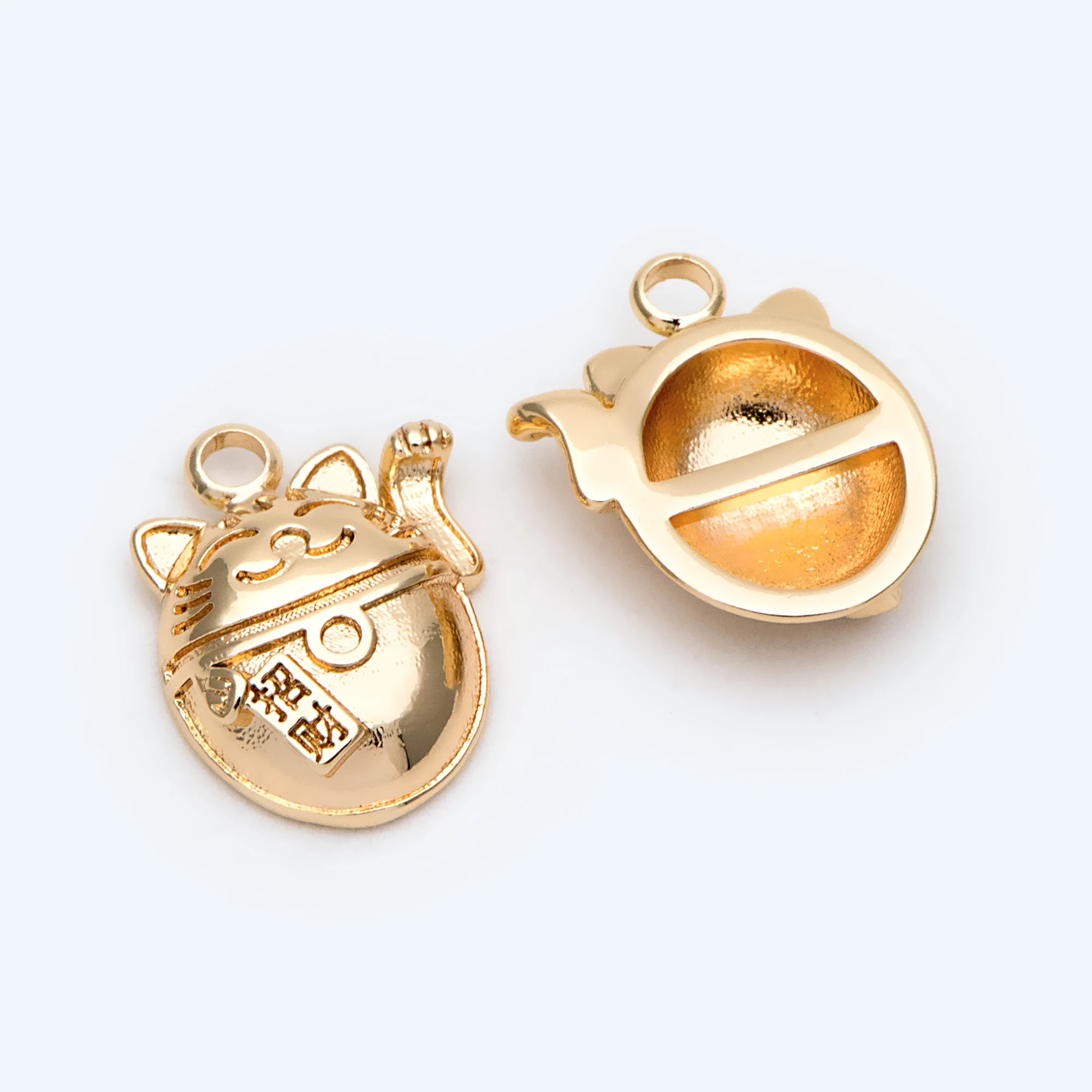 

10pcs Gold Plated Brass Cat Charms, Lucky Cat Maneki Neko Pendants For Jewelry Making (GB-2431)