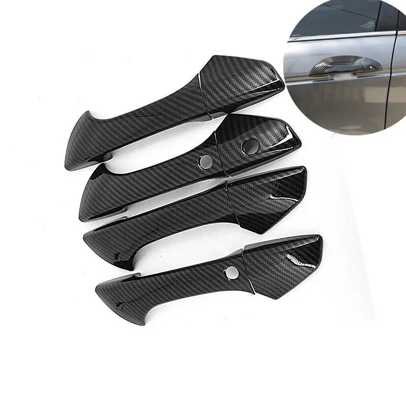 Carbon Fiber Chrome Car Side Door Handle Decor Cover Trim For Honda Accord 2008 2009 2010 2011 2012 2013 Styling Accessories