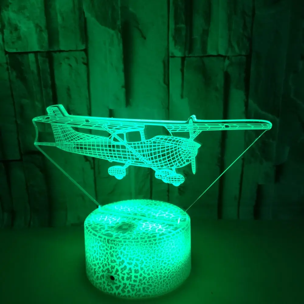 Air Plane 3D LED Night Light 16 Colors Changing Lamp Aircraft Halloween Light Acrylic Illusion Desk Lamp For Kids Gift