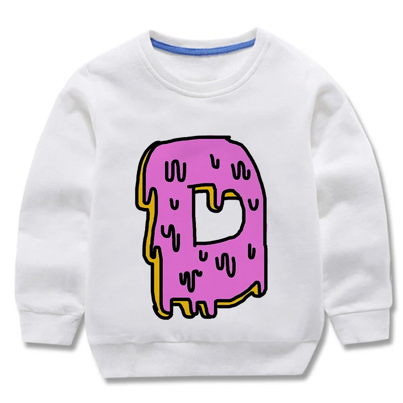 2021 New Children Hoodies Sweatshirts Boys Girls Kids Cartoon Donut Alphabet Cute Pullover Tops Baby Girls Spring Autumn Clothes