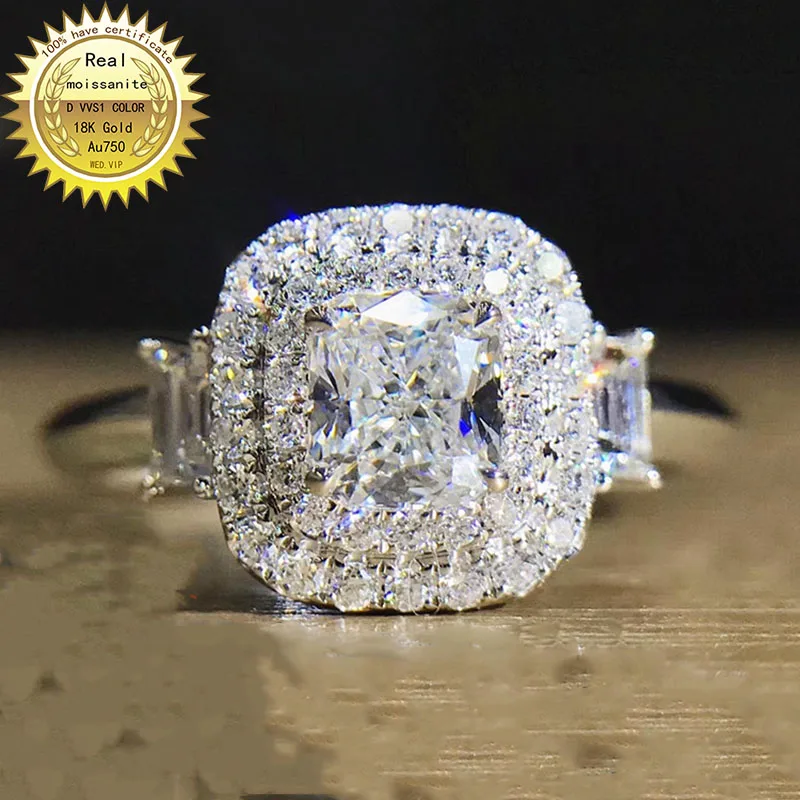 

18K goldr ring 1ct D VVS moissanite ring Engagement&Wedding Jewellery with certificate 0073