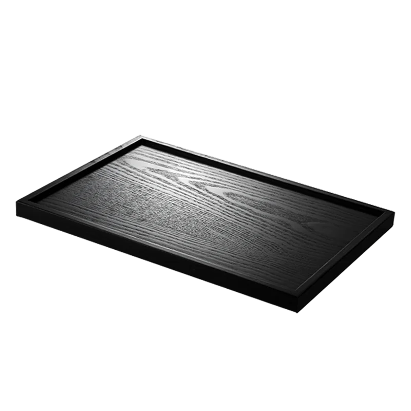 Japanese Style Black Rectangular Tea Tray, Wooden Cup Tray ,Creative Simple Solid Wood Tea Plate, Fruit Plate