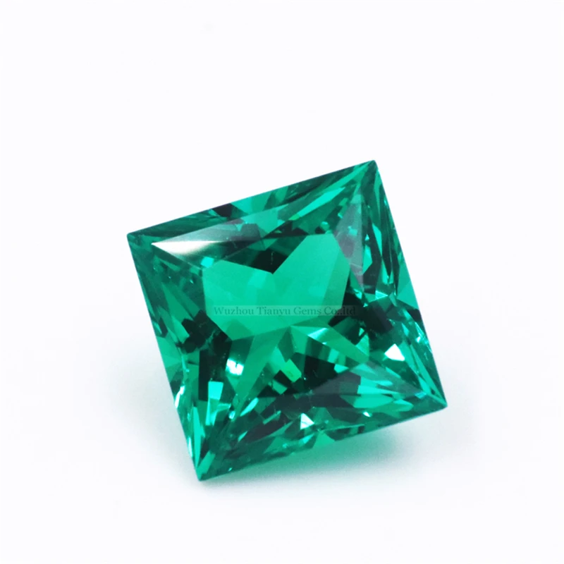 

Tianyu Gems Square Princess Colombian Emerald Loose Synthetic Hydrothermal Gemstone Lab Created 6.5x6.5mm Stone for Ring Jewelry