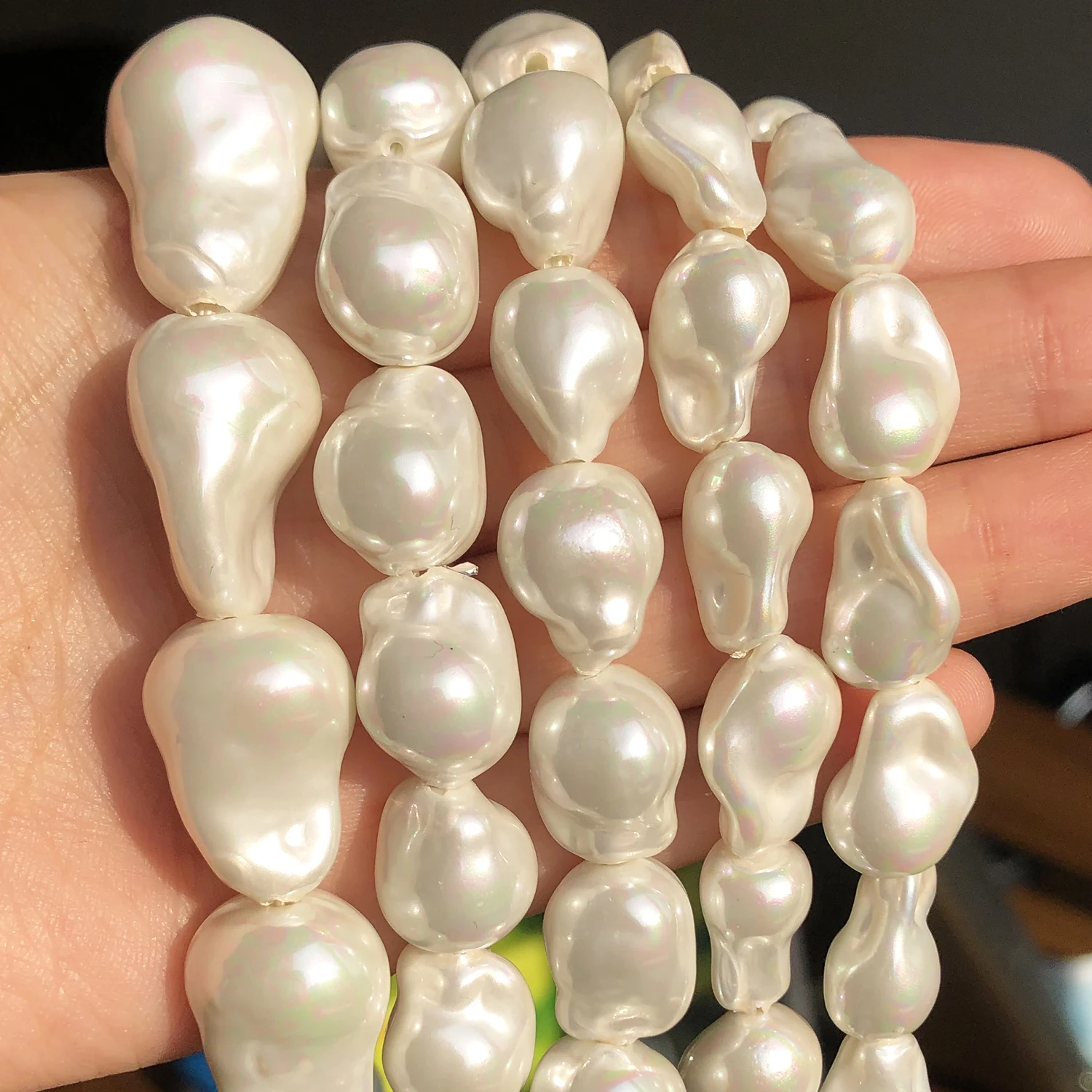 White Imitation Pearl Beads Irregular Loose Spacer Beads for Jewelry Making DIY Bracelet Accessories 10x15mm 12x15mm 15x20mm