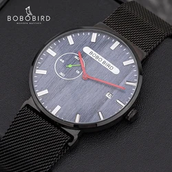 BOBO BIRD 2021 Design Watch Man Luxury Stainless Steel Date Display Quartz Waterproof Watches Valentine's Day Gifts for Husband