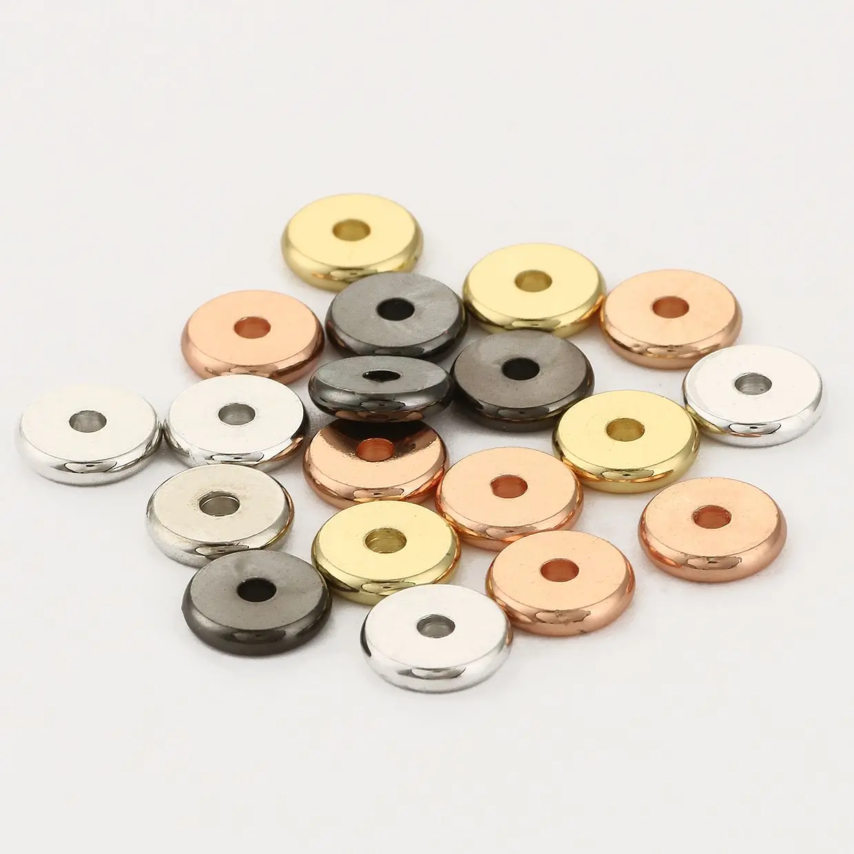 Image 7: Perles d'espacement de roue en acier inoxydable de 4/6/8mm perles de charme plates et rondes en vrac pour la fabrication de bijoux, fournitures de Bracelet, accessoires de bricolage