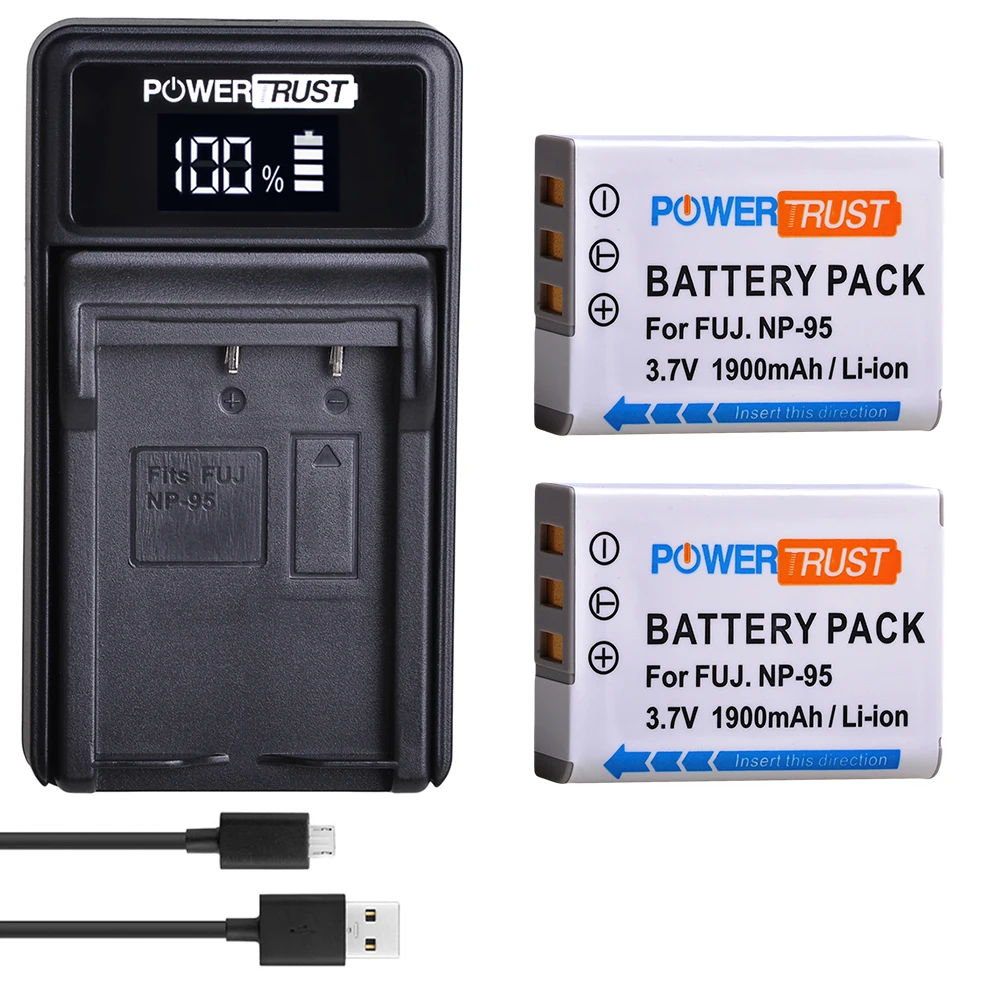 

2X NP-95 NP95 NP 95 Li-ion Battery and Charger For FUJIFILM NP-95 F30 F31 F30fd F31fd 3D W1 X100T X100S X100 X-S1 3DW1 Batteries