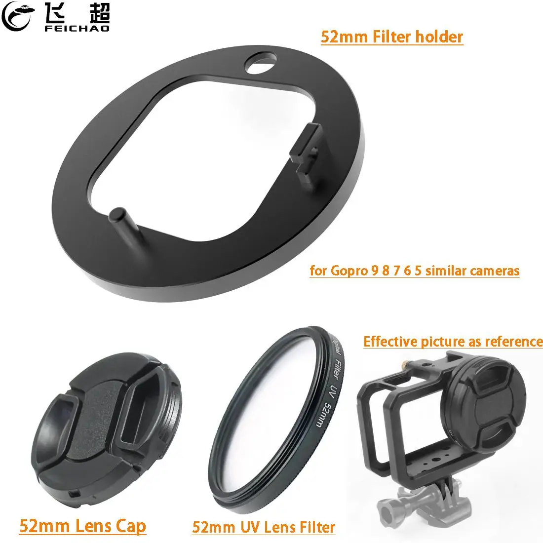 M52เลนส์สำหรับกรองเลนส์ UV 52มม.สำหรับ Gopro Hero 9 8 Action กล้องสำหรับ Canon/Nikon/Sony และป้องกัน