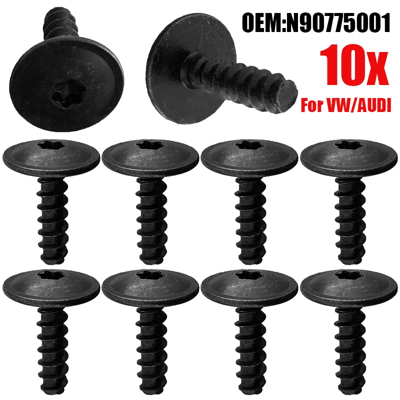 10pcs N90775001 Car Engine Cover Wheel Arch Inner Liner Mud Flaps Fender Mud Splash Guard Torx Screws Self Tapping for VW AUDI