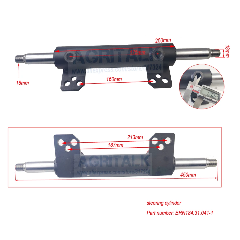 

The steering cylinder for Jinma JM184 - JM254 series tractor, please check the dimenssions firstly, part number: BRN184.31.041-1