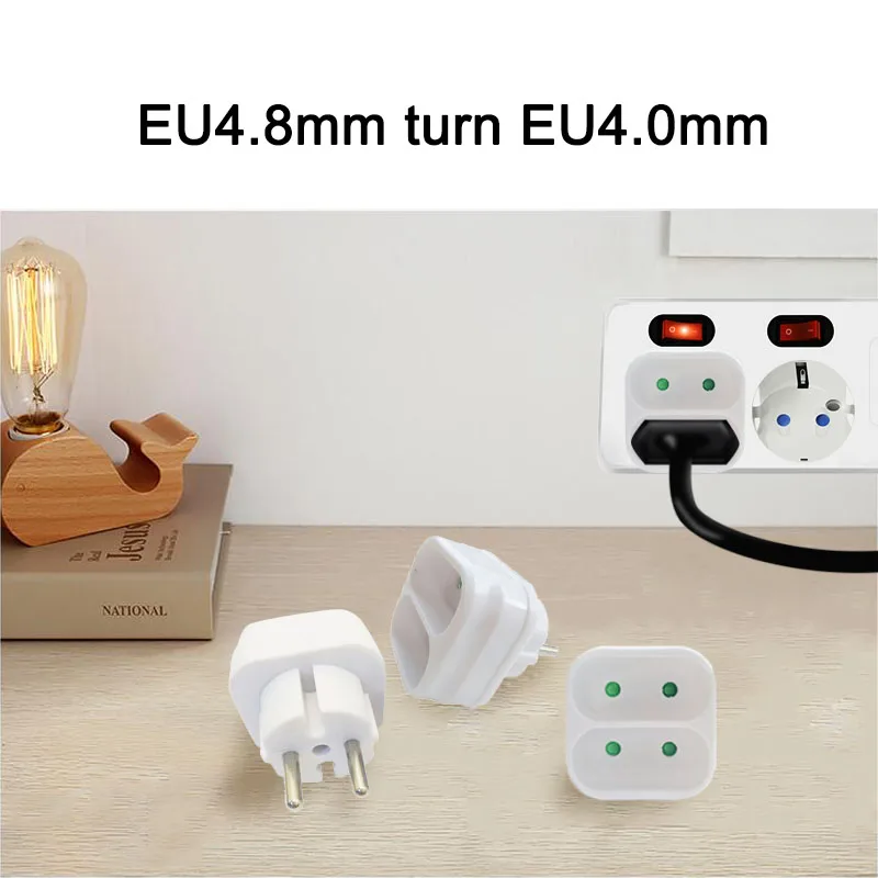 الأوروبي تحويل التوصيل 2Pin 4.8 مللي متر التوصيل بدوره 4.0 مللي متر 2 حفرة الاتحاد الأوروبي المقبس توزيع الطاقة قابس مهايئ الأبيض 16A 250 فولت