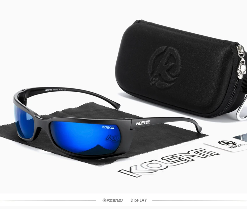 KDEAM Outdoor Sport Brille Polarisierte Sonnenbrille Männer Einzigartig Shaped Gläser Mit Harten Box Minimal Design 2021 – Detail 28