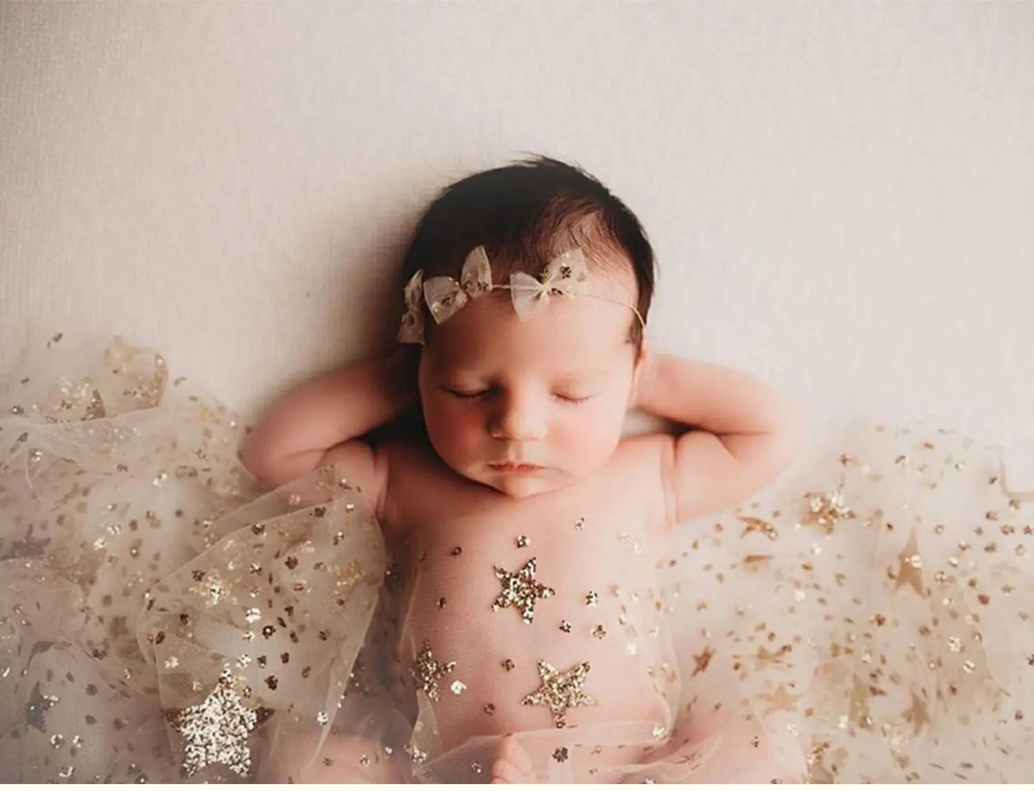 Newborn Photography Props Baby Lace Wrap for Photo Shoot Bling Star Lace Photo Backdrop Background Clothes Studio Accessories