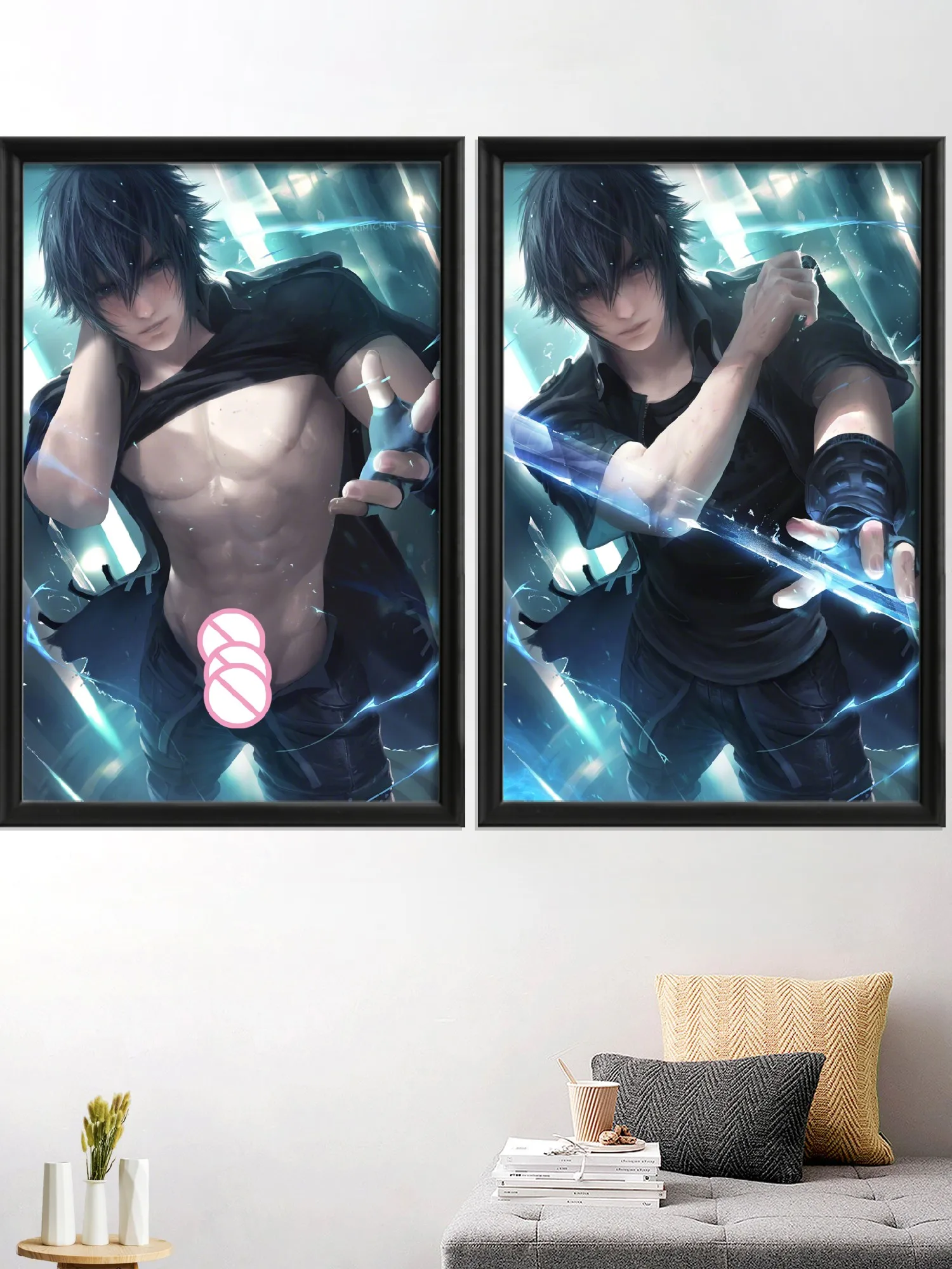 

Cloud Noctis Zack Vincent Game Anime Sexy Male Nude Art-Poster Decoration Custom Living-Bedroom Prints Wall Silk