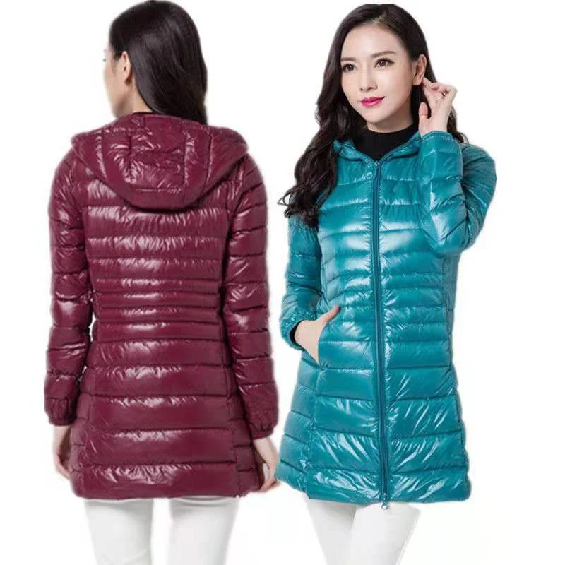 Down Jacket Women Autumn Warm Jackets Women's Long Light White Duck Down Jacket 5XL 6XL 7XL Ultralight Hooded Portable Do