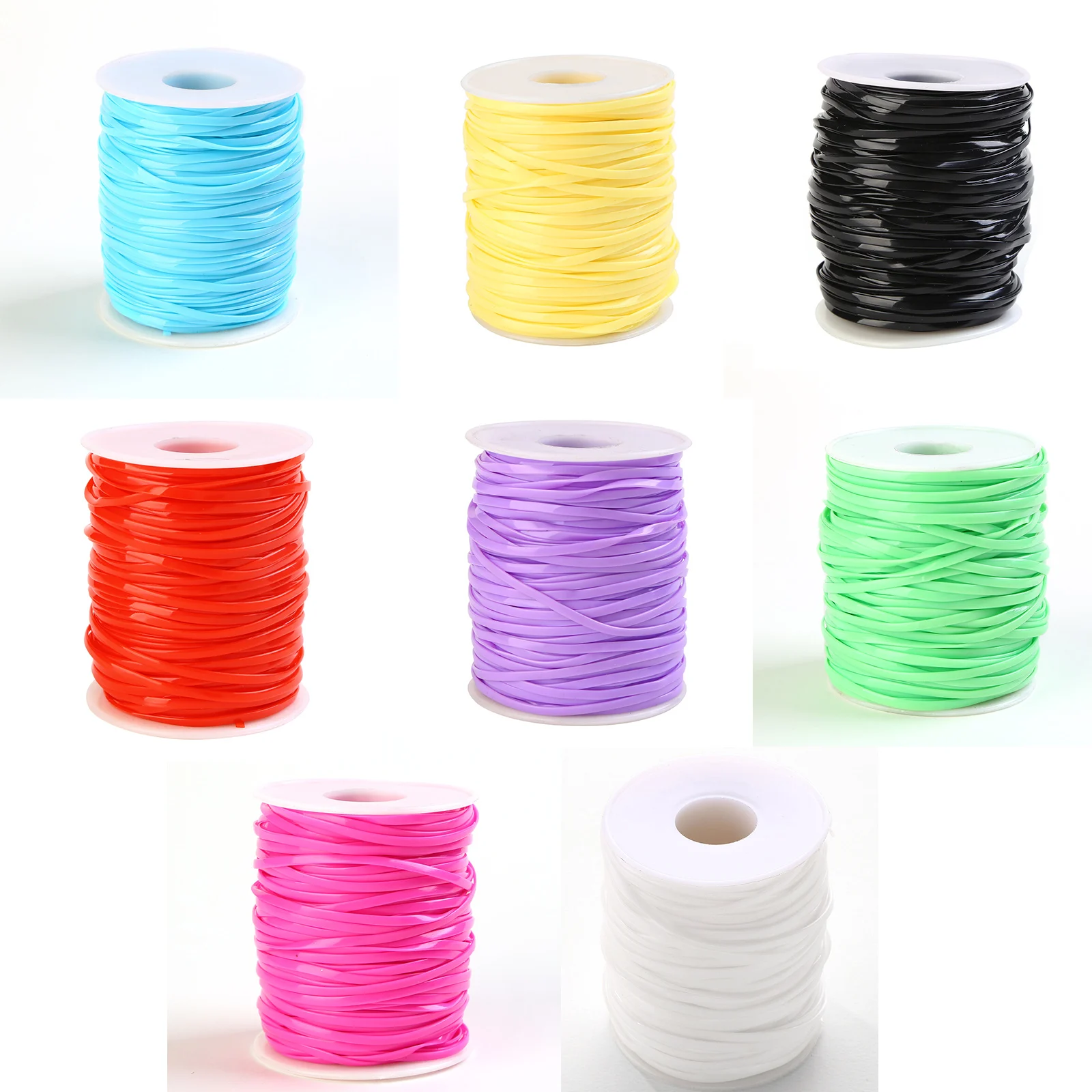 50 yards/roll 2.3mm Flat PVC Cords Threads Stringing Wrapped Material Jewelry Findings for DIY Bracelet Necklace Making 8 Colors