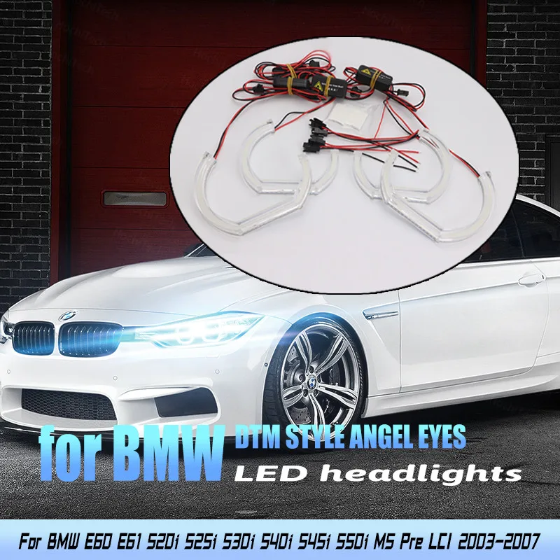 

White Day Light Cut Style Halo Ring LED Angel Eye Kit Crystal Angel Eyes for BMW E60 E61 M5 Pre LCI 2003-2007 DTM Style