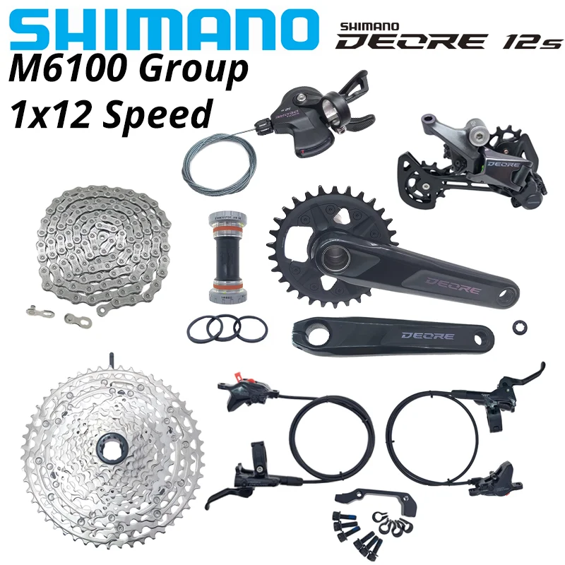 Desviador de Velocidade Shimano-Deore M6100 para MTB Mountain Bike, Alavanca Shift 12V, Cassete CN RD, CRANK BB52 Grupo de Freio, 1X12