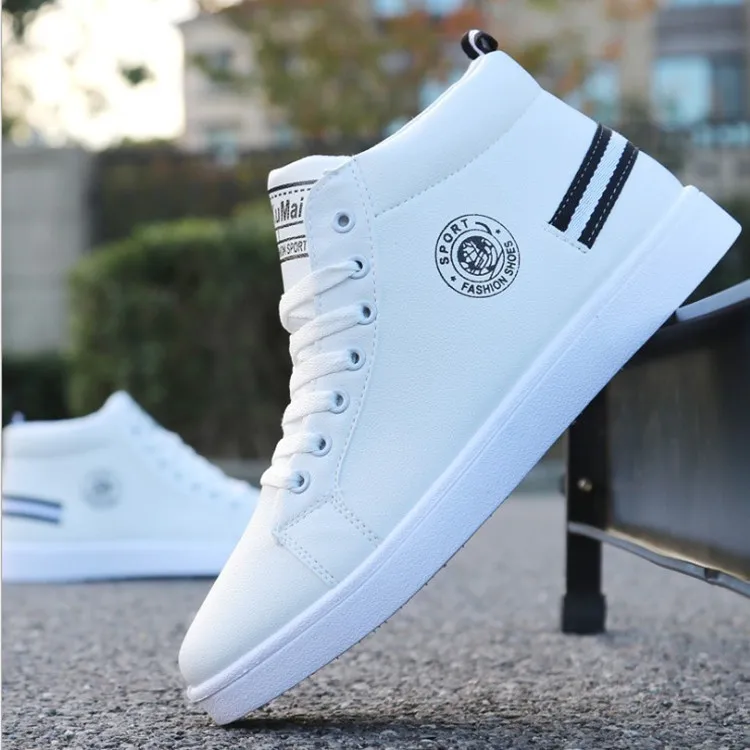 Casual Sneakers High Top Shoes Men White Sport Shoes 2021 New Arrival Ankle Boots Leather Sneakers Male Shoes d56