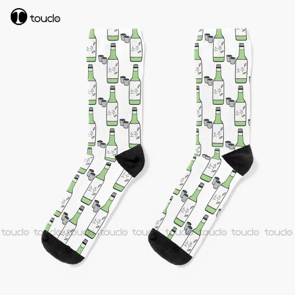 Soju Bottle | 소주 | Korea | Korean Alcohol Socks Women Halloween Socks Christmas Fashion New Year Gift 360° Digital Print Custom