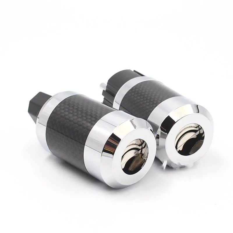 Hifi Rhodium plated EU Schuko power plug Carbon Fiber HiFi Plug connectors Adapter P50 black