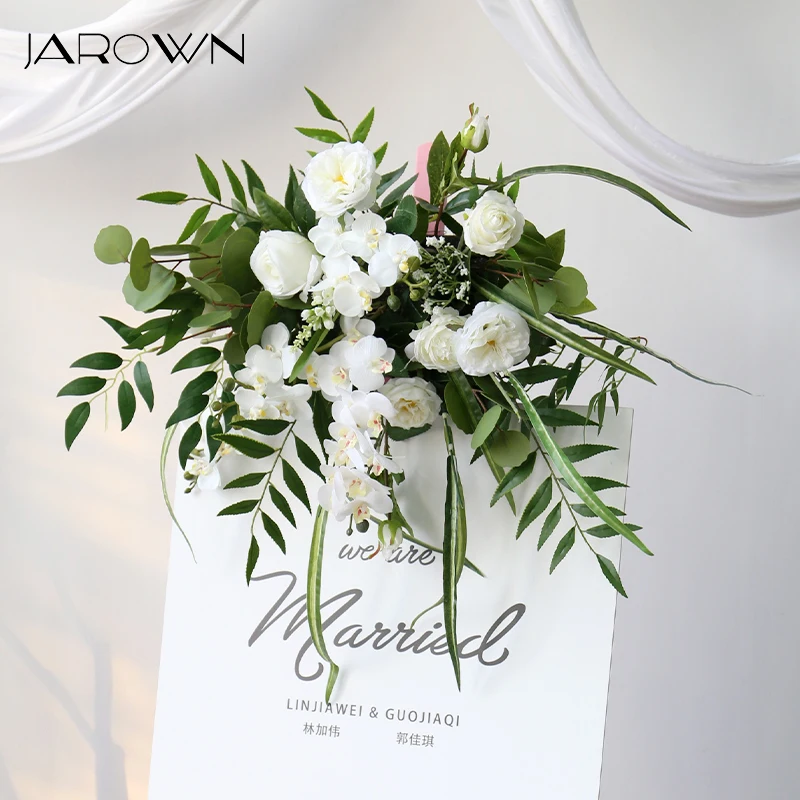 Newest Wedding Flower Arrangement Artificial White Butterfly Orchid Flower Row Table Flower Wall Mounted Series Customization