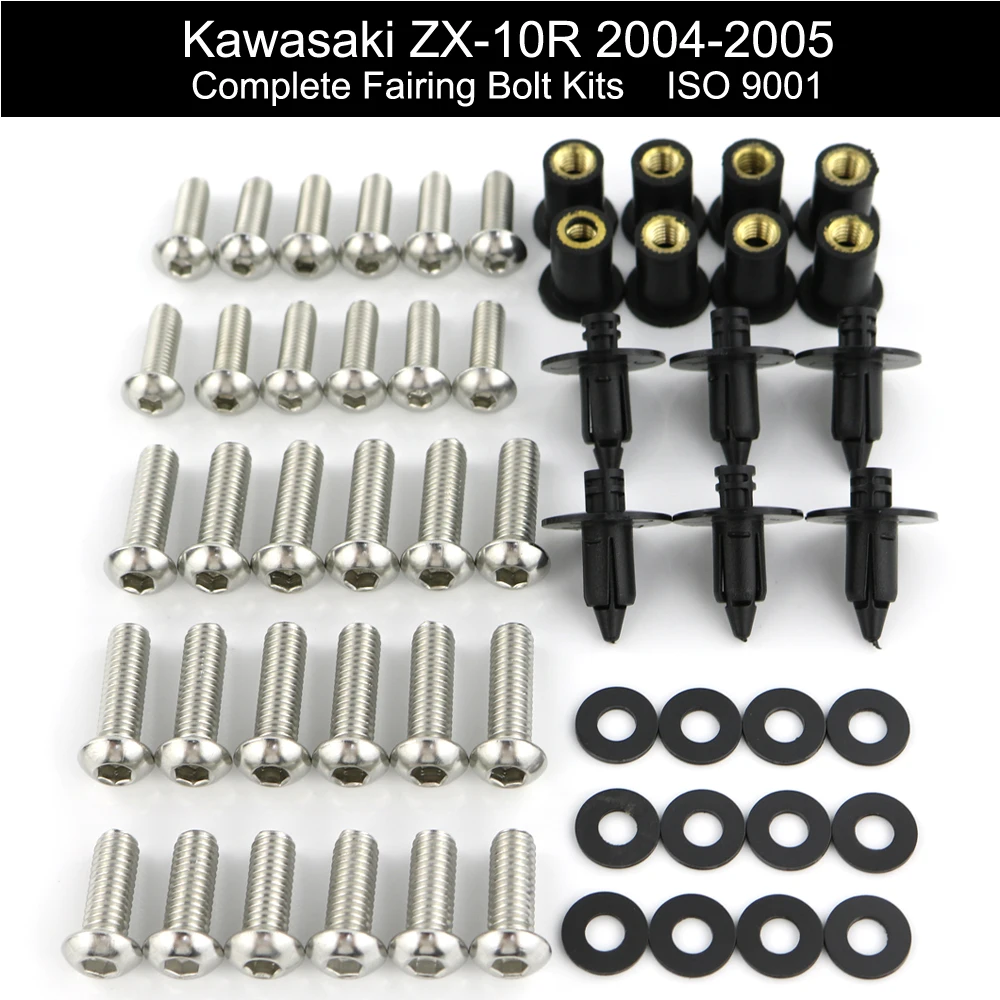 

Подходит для Kawasaki ZX10R ZX-10R 2004 2005 мотоциклетные полный обтекатель комплект болтов винтов Скорость гайки из нержавеющей стали