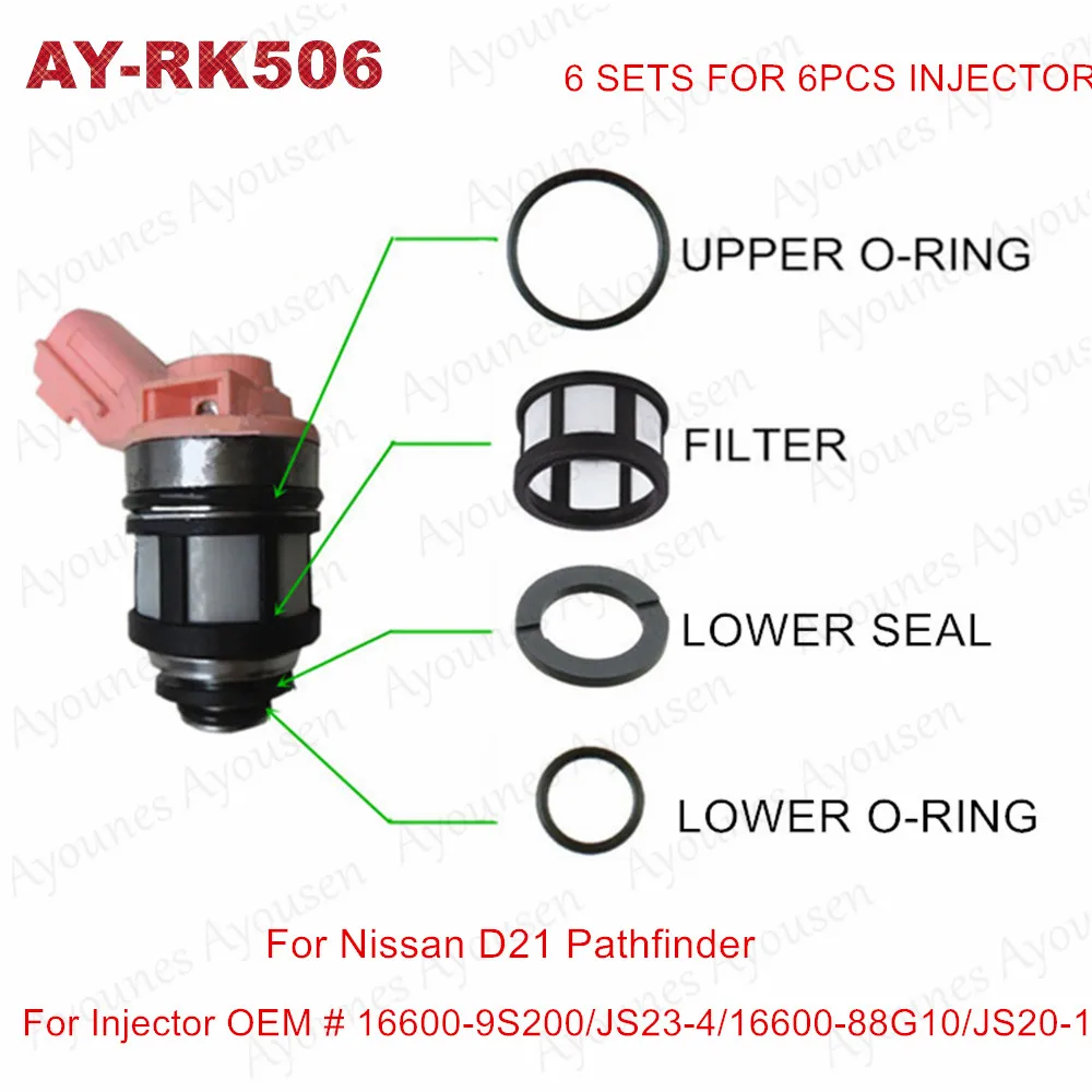 6Sets Fuel Injector Repair Kits For Parts 16600-9S200 16600-88G10 JS23-4 JS20-1 For Nissan D21 Replacement parts