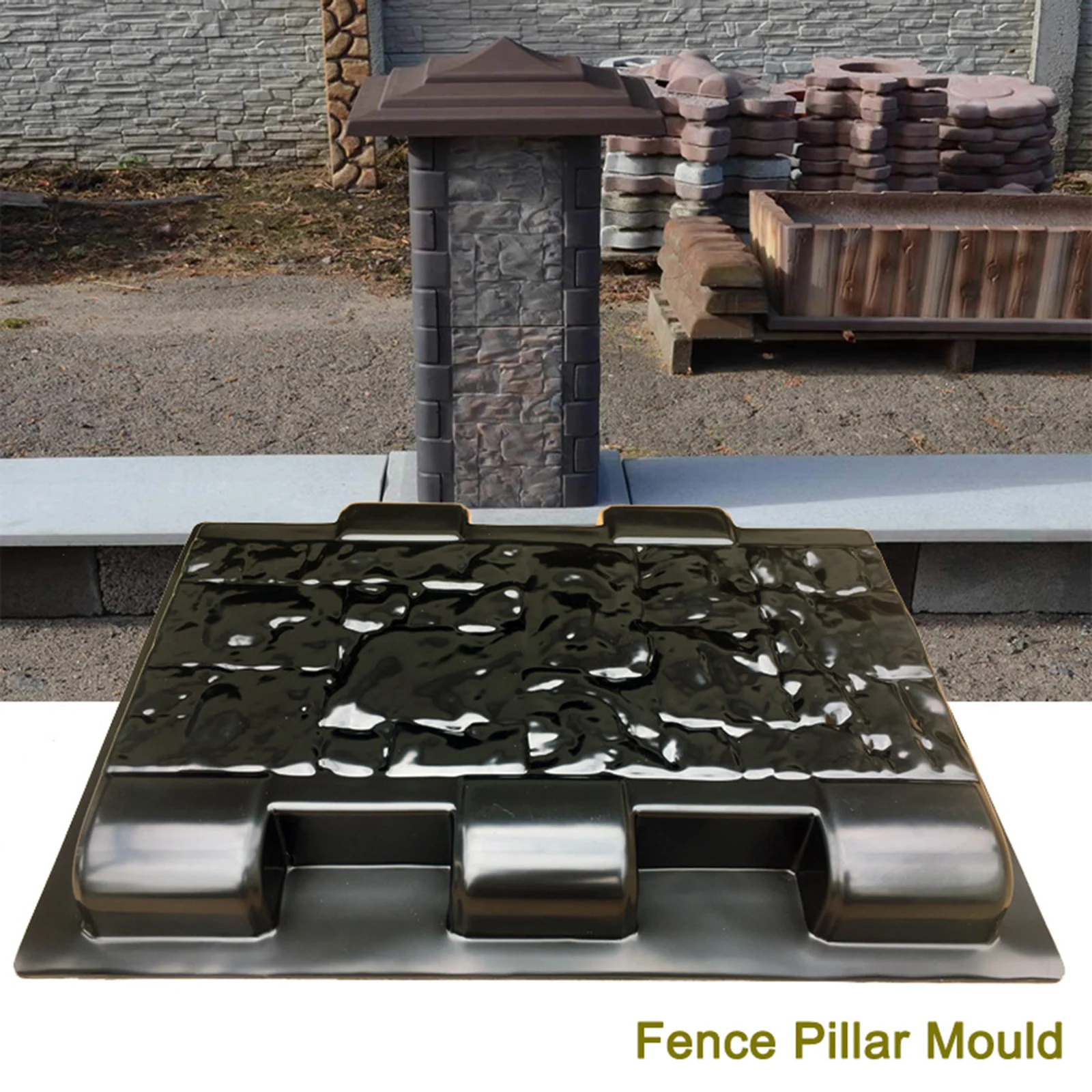 Reusable Fence Pillar Concrete Cement Stone Design Garden Path Paving Concrete Cement Mould Paver Walk Mould DIY Decor