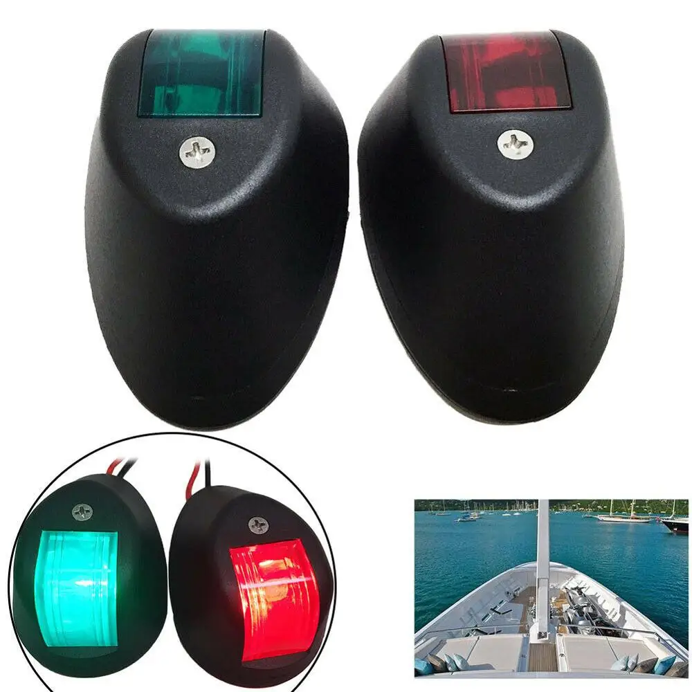 ISURE MARINE  Boat Yacht Red & Green LED Navigation Side Bow Lights Black Plastic House