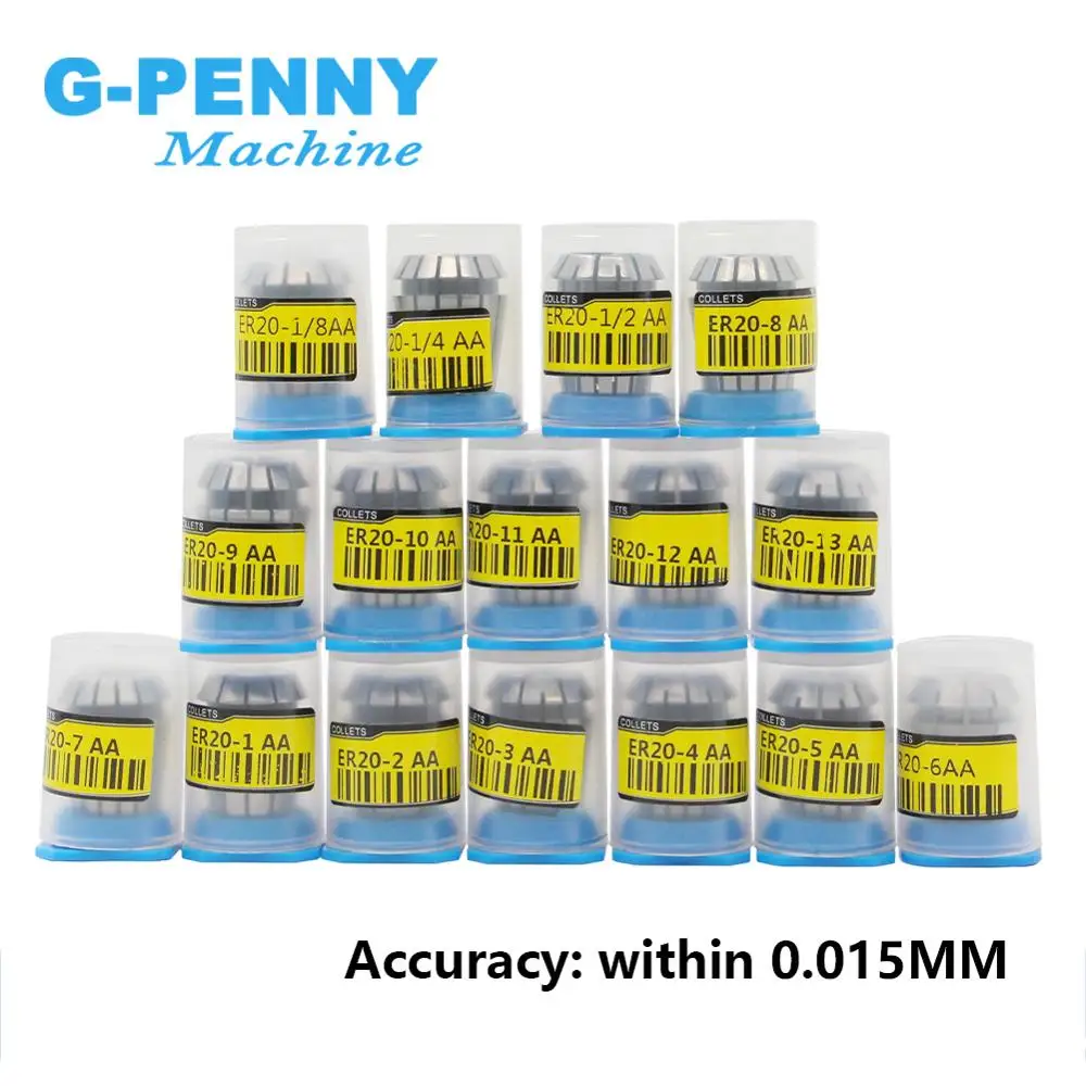 G-Penny ER20 Spring Collet Chuck 1-2-3-4-5-6-7-8-9-10-11-12-13-3.175-6.35-12.7mm 1/8 1/2 1/4 Milling Lathe Tool Spindle Motor