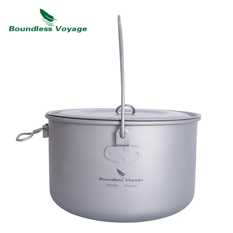 Vaso da viaggio in titanio senza limiti con manico Picnic escursionismo grande capacità Picnic Pan pentole da campeggio 1.3L 1.95L 2.9L