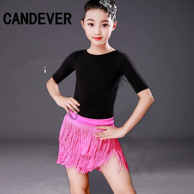 Tassel Latin Dance Dress For Girls Children Salsa Tango Ballroom Dancing skirt Competition Costumes Kids Practice Dance Clothing