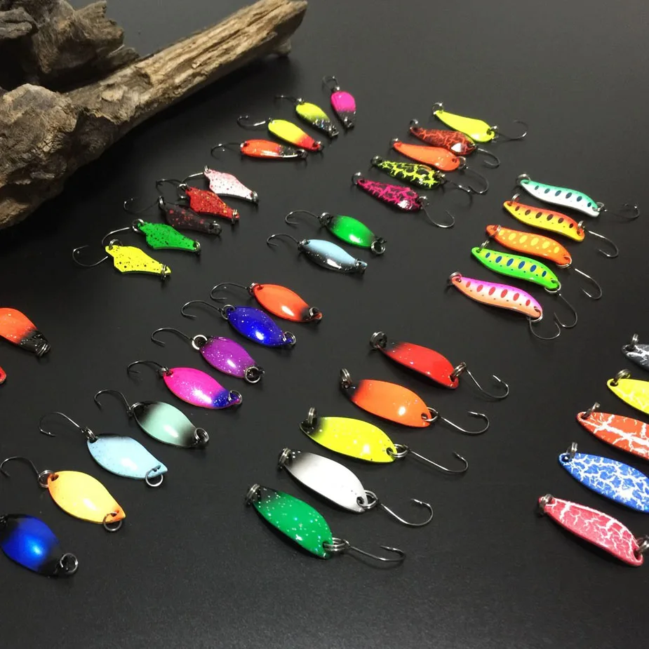 TOMA Fishing Spoons Metal Trout Lures 5pcs 2.2g 2.5g 3g 4.5g 5g Small Hard Bait Sequins Spinner Fishing Spoon with Single Hook