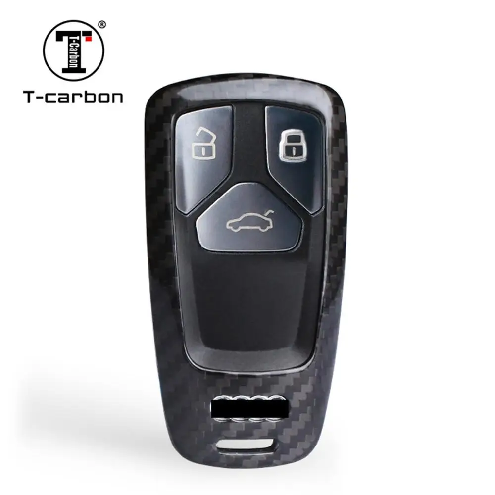 

T-carbon Carbon Fiber Car Auto Key Case Shell For Audi A4 B9 A5 A6 8S 8W Q5 Q7 4M S4 S5 S7 TT TTS TFSI RS