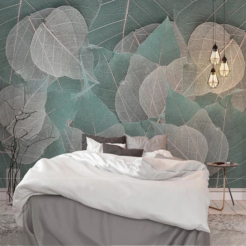 Custom Any Size Mural Wallpaper Modern 3D Sala Modern Minimalist Leaf Vein Texture Background Wall Papel De Parede Fresco Tapety