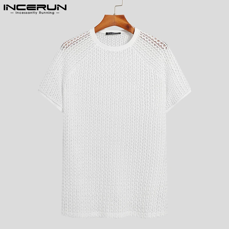 Fashion Tops 2024 American Style All-match Tees Handsome New Men\'s Sexy Leisure Short Hollow Short-sleeved T-shirt S-5XL INCERUN