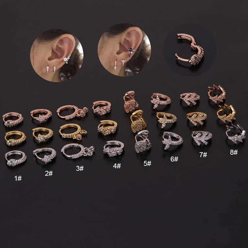 1PC Septo Nose Rings Daith Gem Cartilage Tragus Piercing Ear Septum Helix Clicker Rings Conch  Piercing Sexy Jewelry