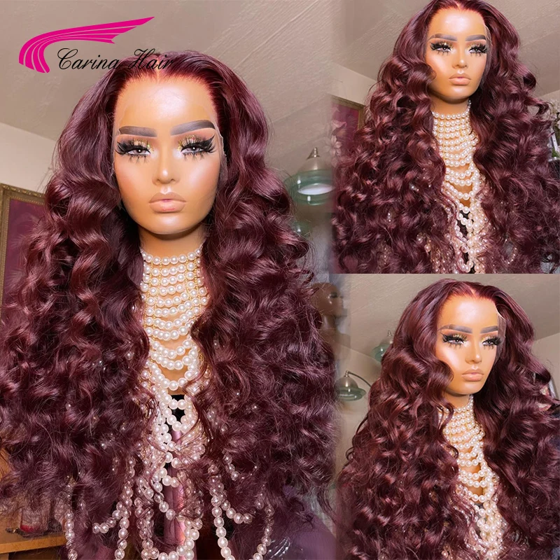 

99J Red Wine Color Lace Frontal Wigs 13x4 Lace Front Human Hair Wigs Brazilian Wigs For Black Women PrePlucked Human Hair Wig