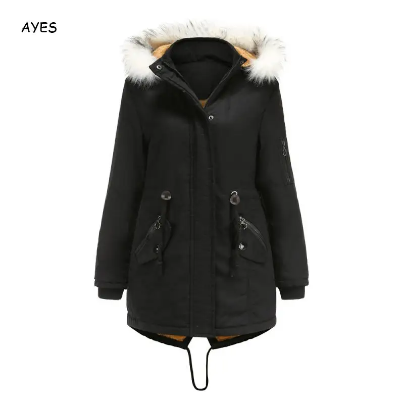 Plus Size 3xl Women Autumn Winter Keep Warm Overcoat With Fur Hap Cotton Women Parkas High Quality Zipper Pockets Outers Female