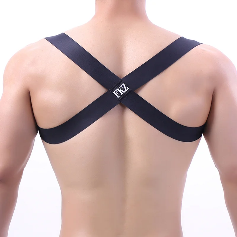 Mens Chest Harness Elastic Shoulder Arm Harness Strap Belt Fitness Sports Harnas Party Costume Clubwear Fetish Gay Body Bondage