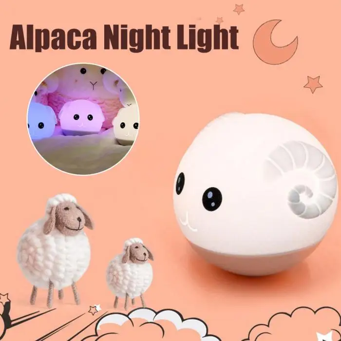 Portable Sheep Night Light Soft Silicone Rechargeable Mini Night Light Bedroom Drop shipping