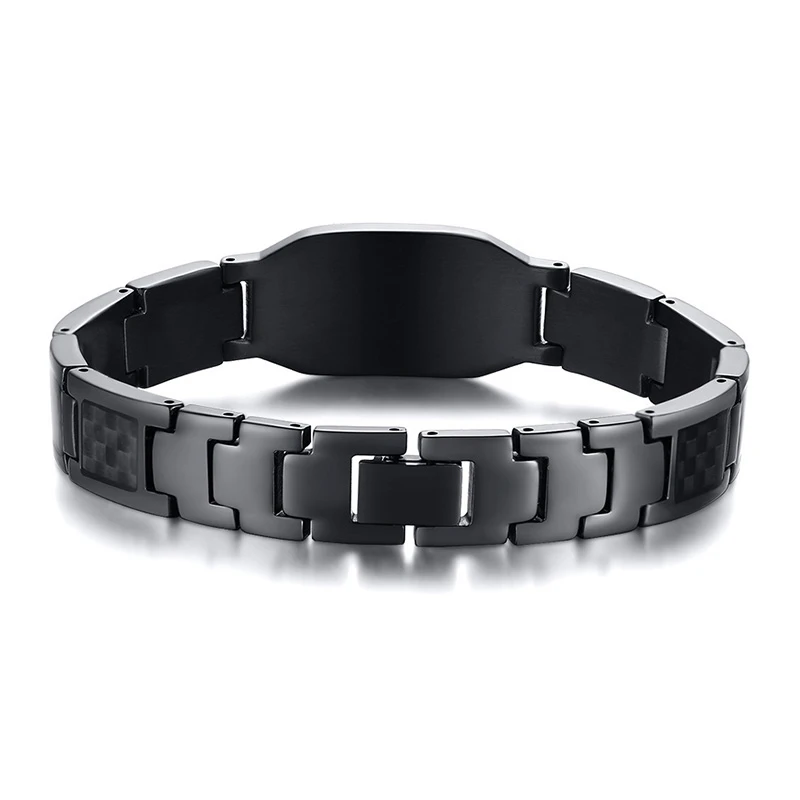 Masonic Bracelets Freemason Custom Logo Stainless Steel Black Carbon Fiber Link Bracelet