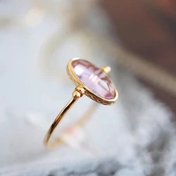 Three-dimensional craft silver inlaid amethyst oval flip hollow adjustable ring sweet dream ladies jewelry wedding accessories